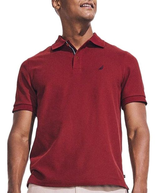 Camisa polo básica Nautica classic fit roja sólida para hombre