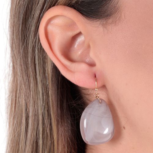 Aretes largos color gris para mujer