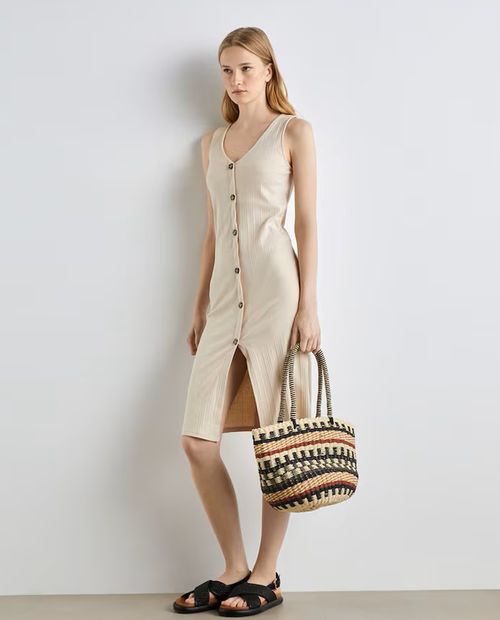 Vestido Easy Wear casual beige sin mangas para mujer
