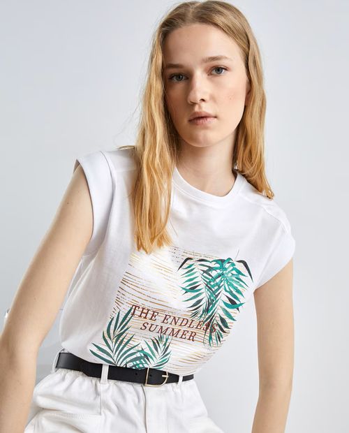 Camiseta Easy Wear estampada manga corta para mujer