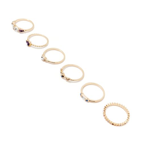 Set de 6 anillos dorados para mujer