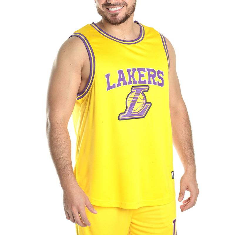 Camiseta deportiva sin mangas amarilla NBA Lakers para hombre