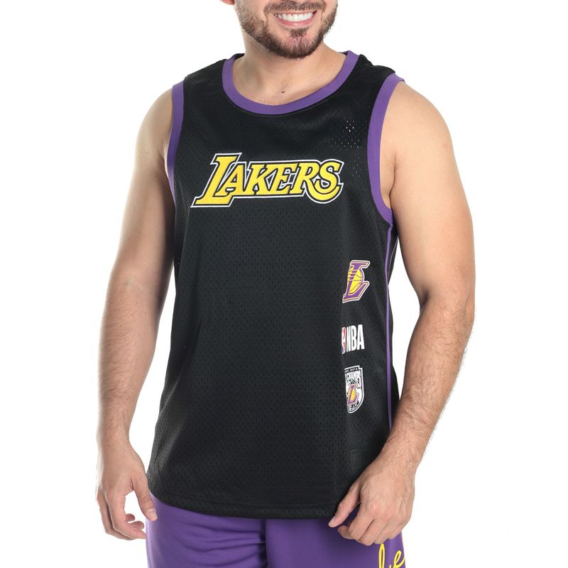 Camiseta deportiva sin mangas negra NBA Lakers para hombre