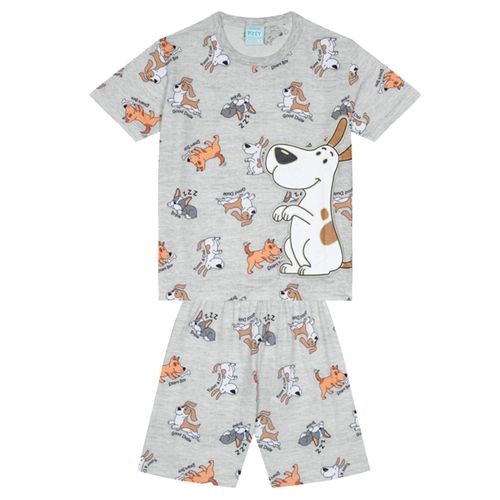 Pijama 2 piezas gris con estampado de perrito para niño