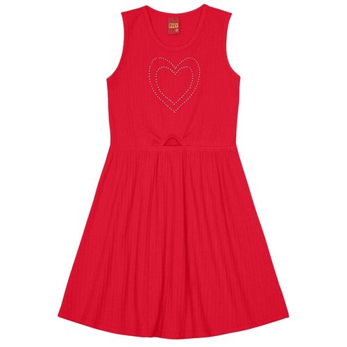 Vestido rojo con estampado de corazón para niña
