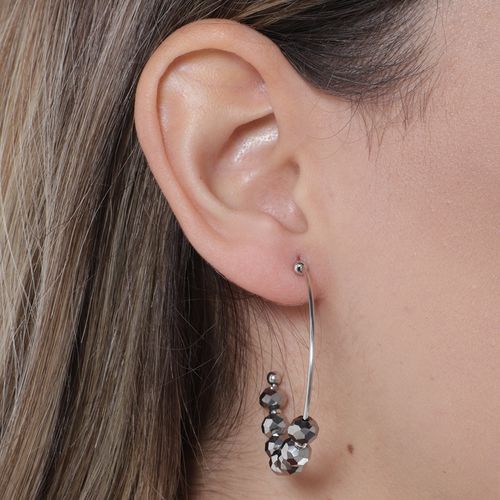 Argollas media luna color plateado para mujer