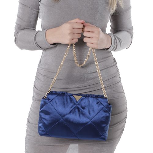 Cartera crossbody Sabrina color azul metálico para mujer
