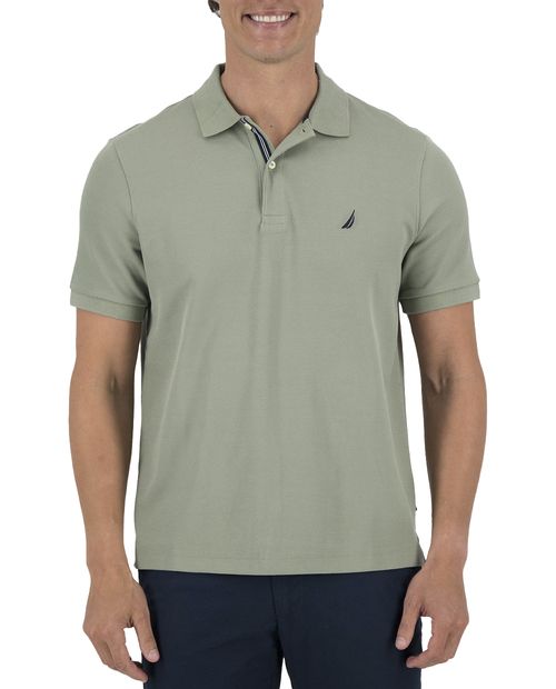 Camisa polo básica Nautica gris sólida para hombre