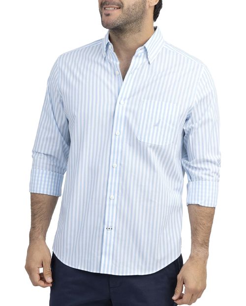 Camisa casual Nautica celeste rayada para hombre