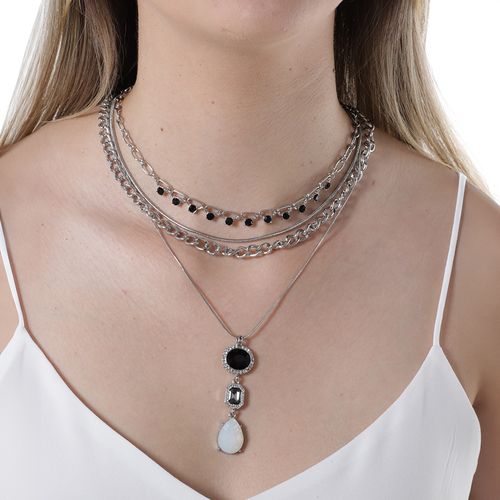 Cadena color plateado 2cm- 19" para mujer