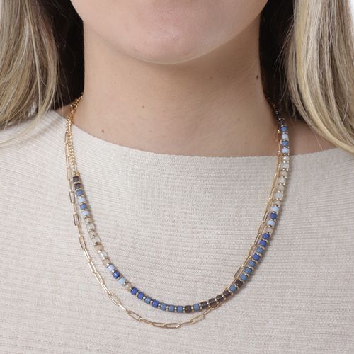 Cadena doble color dorado 1cm- 21.5" para mujer