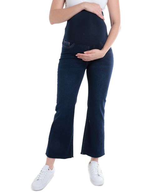 Jeans maternal Sabrina flare azul de cintura alta para mujer