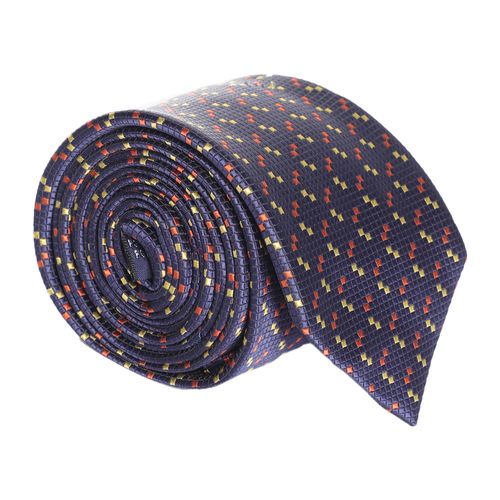 Corbata Oscar de la Renta regular fit azul con mini print geométrico para hombre