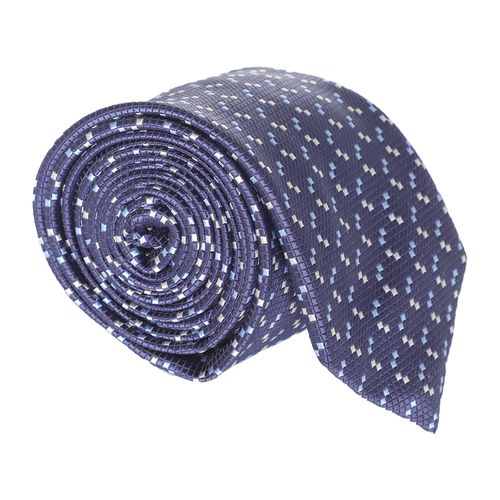 Corbata Oscar de la Renta regular fit azul con mini print geométrico para hombre