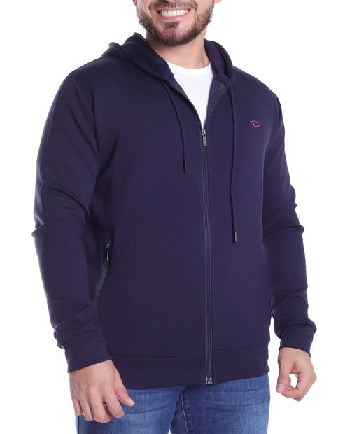 Chaqueta tipo hoodie Oscar de la Renta azul navy sólido para hombre