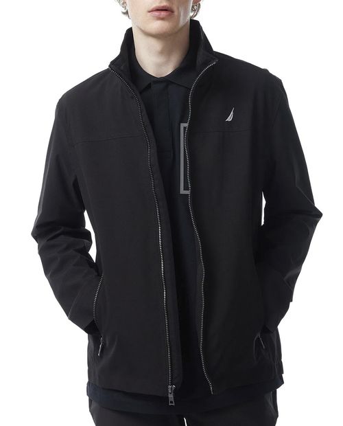 Chaqueta impermeable Nautica negra sólida para hombre