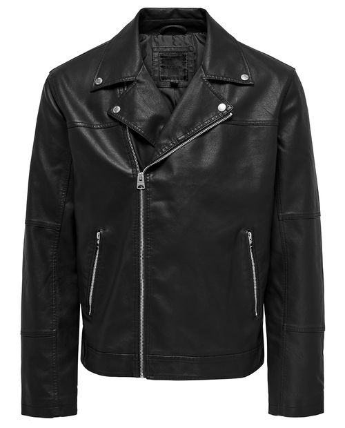 Chaqueta biker Only & Sons negra para hombre