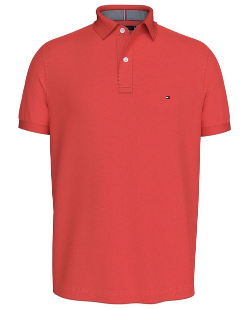 Camisa polo Tommy Hilfiger regular fit roja sólida para hombre