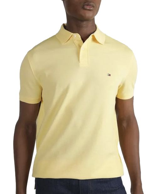 Camisa polo Tommy Hilfiger regular fit amarilla sólida para hombre