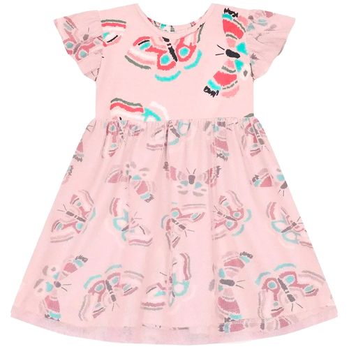 Vestido rosado con estampado de mariposas para niña