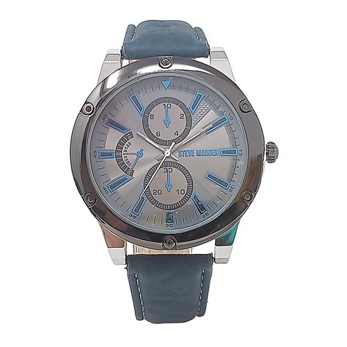 Reloj Steve Madden análogo de cuero azul para hombre