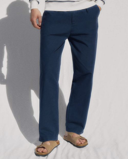 Sfera Pantalón chino navy sólido para hombre