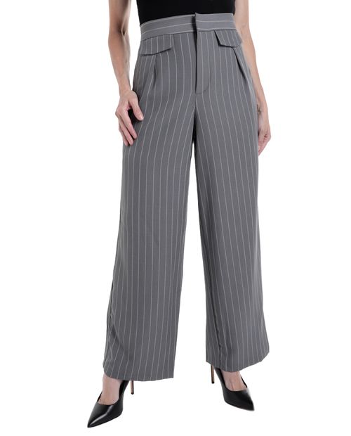 Pantalón Adrienne Vittadini wide leg rayado de cintura alta para mujer