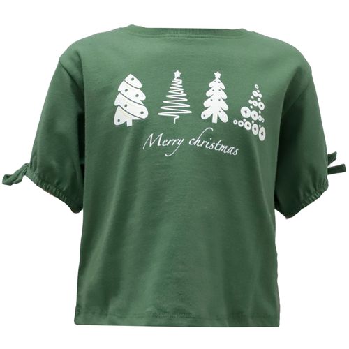 Blusa verde con estampado navideño para niña