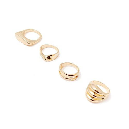 Set de 4 anillos dorados para mujer