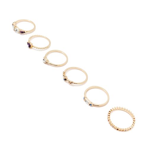 Set de 6 anillos dorados para mujer