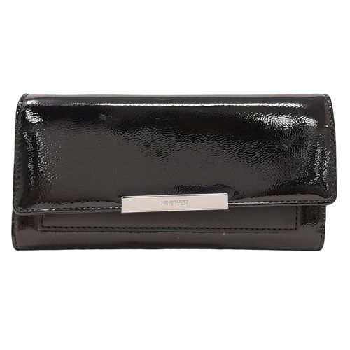 Billetera flap Nine West Wildwood color negro para mujer