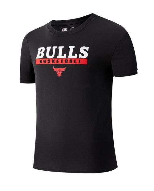 Camiseta deportiva Bulls negra estampada para hombre