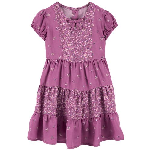 Vestido morado con estampado de flores para niña