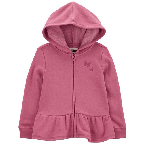 Sudadera rosada con sútil bordado de mariposa para niña