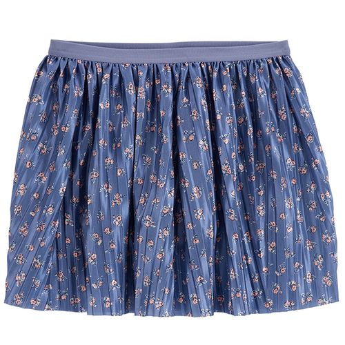 Falda  short azul estampada con flores  para niña