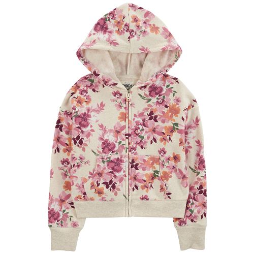 Sudadera beige  con estampado de flores para niña