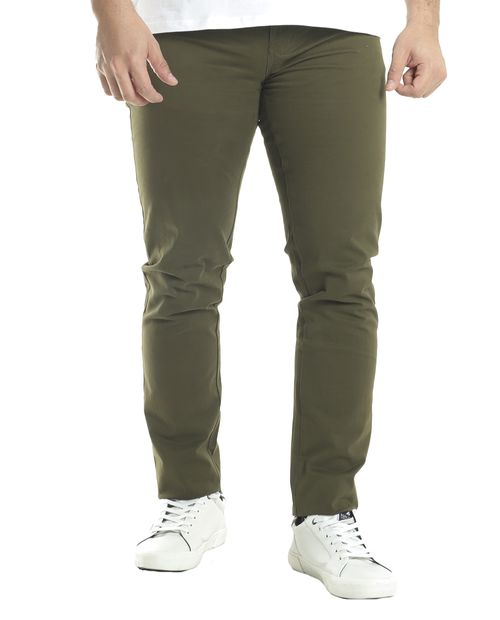 Pantalón 5 pocket Unexpected verde oscuro sólido para hombre