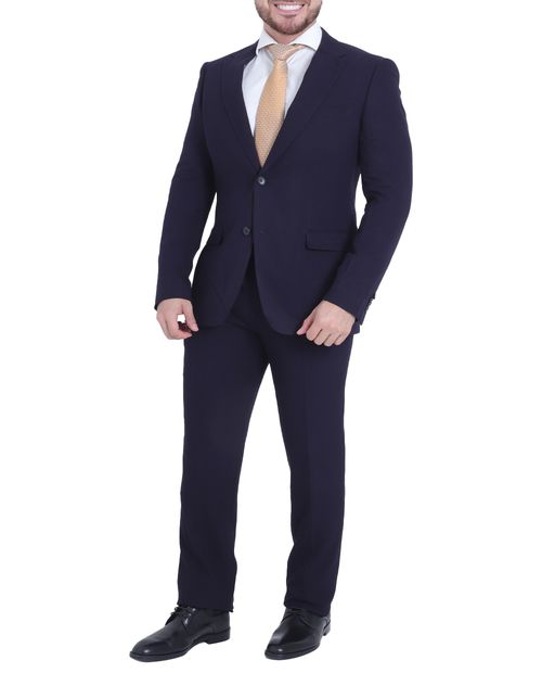 Traje slim fit Zanetti Orange navy con textura para hombre