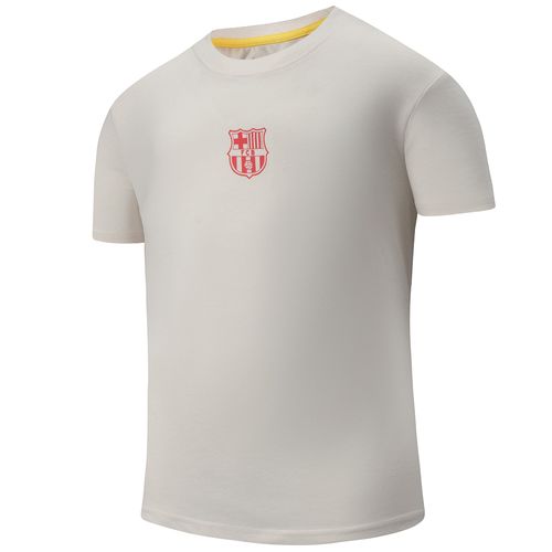 Camiseta blanca con estampado del equipo F.C Barcelona para niño