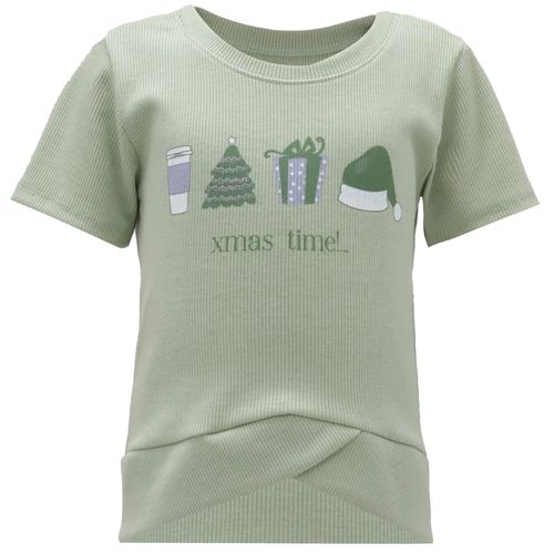 Blusa verde con estampado navideño  para niña