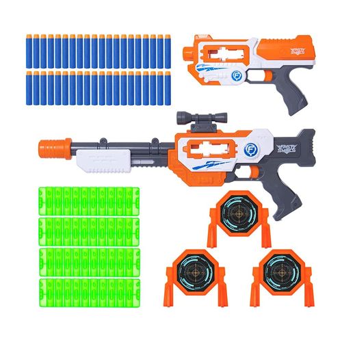 Fast Shots Set 2 Lanzadores De Dardos Con 40 Dardos y 3 Targets