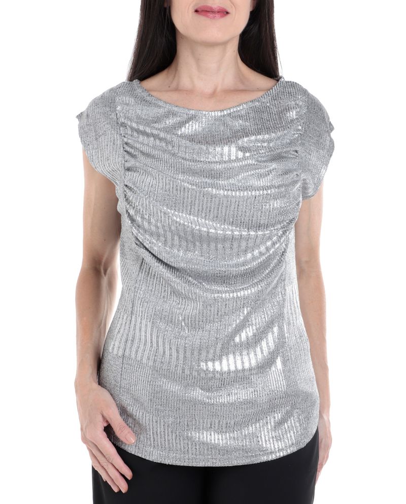 104604645-Blusa-Nicolle-formal-plateada-manga-corta-para-mujer