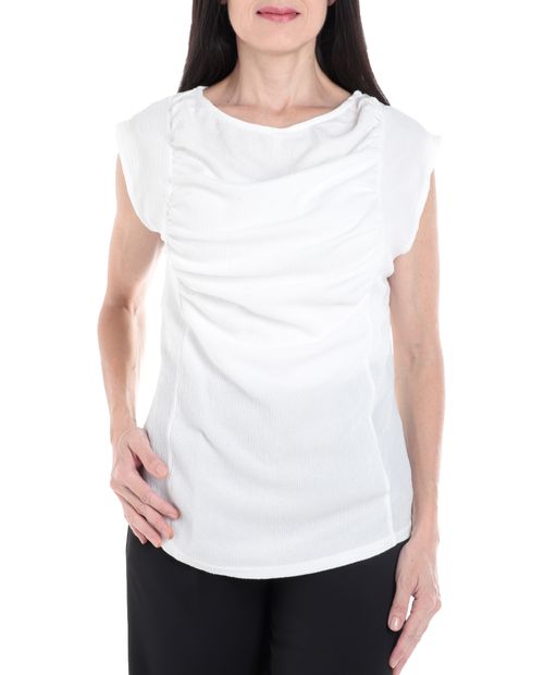 Blusa Nicolle formal blanca manga corta para mujer