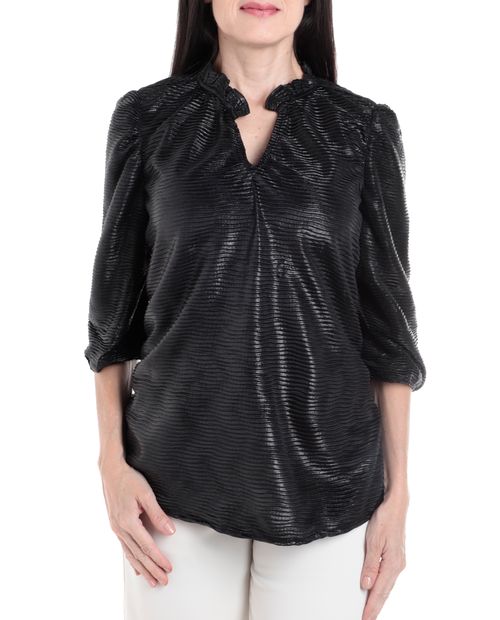 Blusa Nicolle túnica negra manga 3/4 para mujer