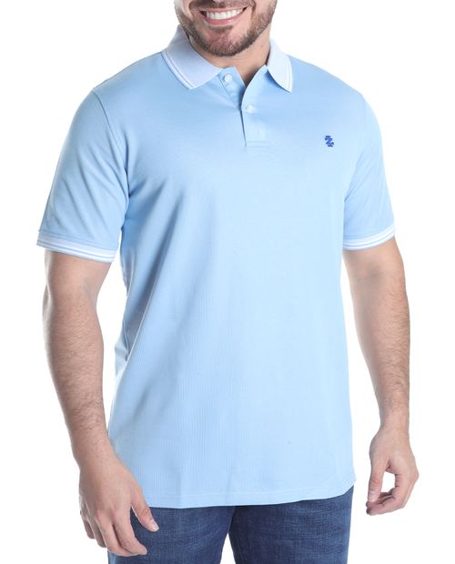 Camisa polo Izod celeste sólida para hombre