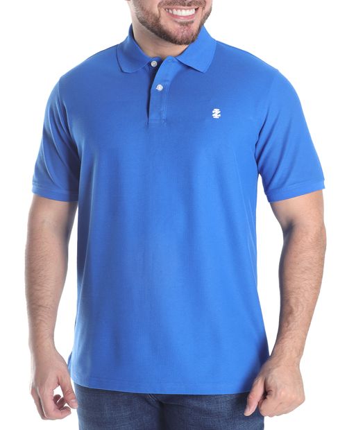 Camisa básica polo Izod azul sólida para hombre