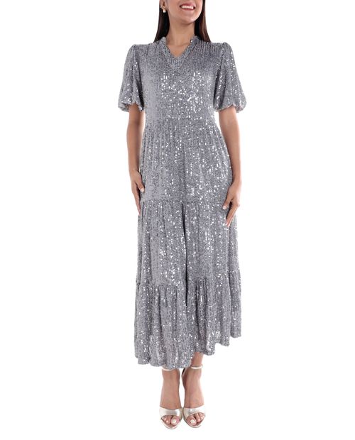 Vestido Sabrina de gala de lentejuelas manga corta para mujer