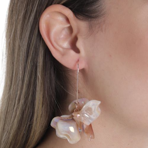 Aretes de flor beige para mujer