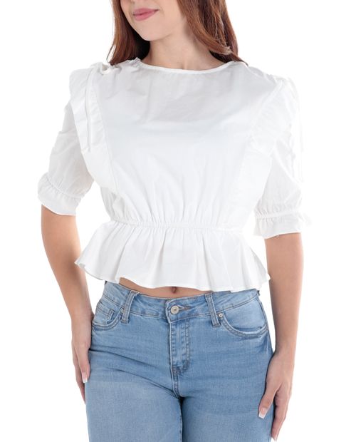 Blusa Orange peplum blanca mangas 3/4 para mujer