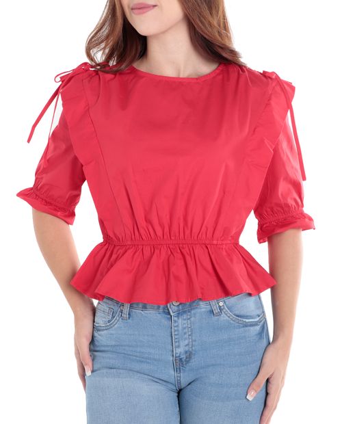 Blusa Orange peplum roja mangas 3/4 para mujer